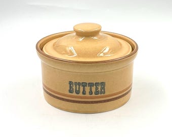 Mantequera vintage Pfaltzgraff America con tapa - Recipiente de gres de los años 80