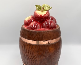 Vintage Metlox Poppytrail Apple Barrel Cookie Jar • 1940s Ceramic Canister