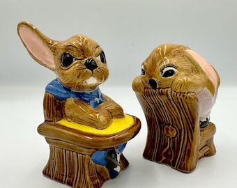 Vintage Boswell & Tammy “Some Bunny’s Peaking”  • Pendelfin Style Bunny Figurines • Easter Decor