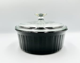 Vintage CorningWare French Black  1.5qt Casserole Baker Dish • Model F-5-B w/Lid