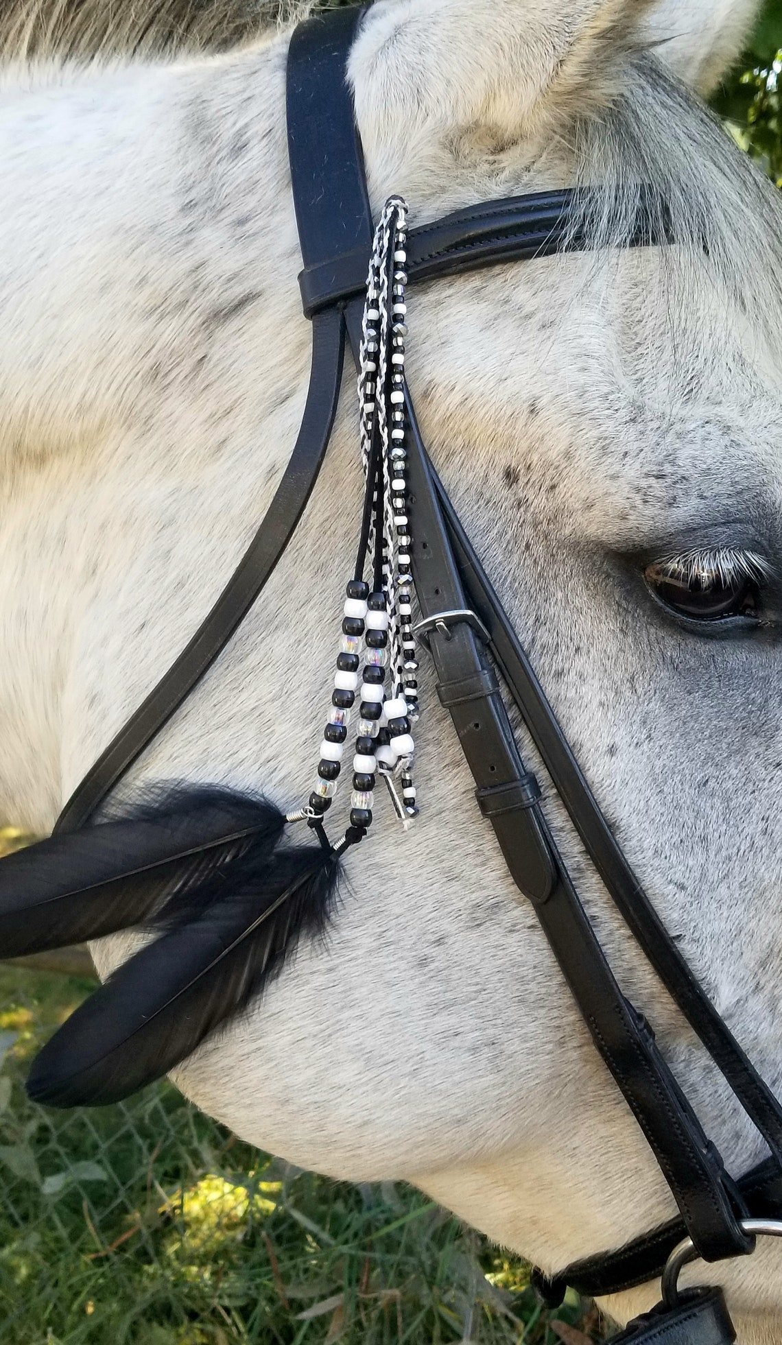 Horse Mane Clip with beads and feathers Etsy