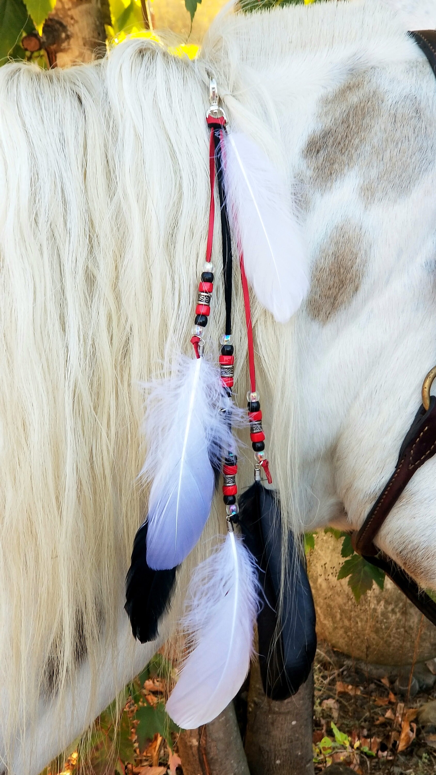 Horse Mane Clip with beads and feathers Etsy