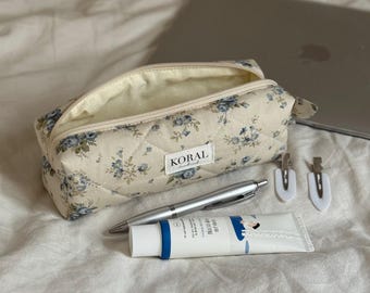 Handmade Pencil Bag  "Blue Flowers"