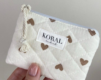 Mini Wallet Pouches Zipper Pouches Quilted Coin Purse Handmade Card Holder Shell Small Card Holder For Hear