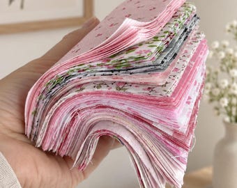Pink Fabric Craft Fabric Set, 120 Precut Squares for Quilting, Patchwork and Sewing