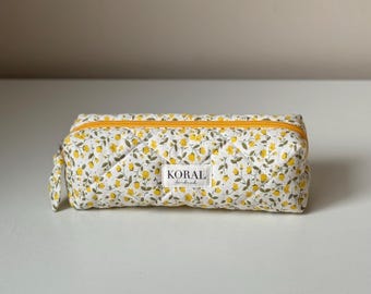 Floral Pencil Case Handmade Zipper Pouch Cute Cosmetic Bag Fabric Travel Organizer Gift for Her