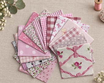 Pink Fabric Craft Fabric Set, 120 Precut Squares for Quilting, Patchwork and Sewing