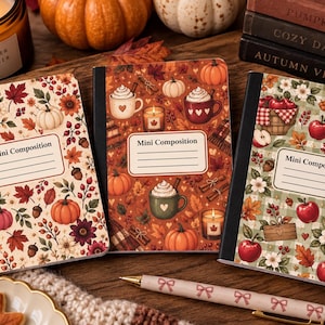 Cozy Fall Mini Composition Notebook 3-Pack | Autumn Pocket Notebooks | Fall Stationery