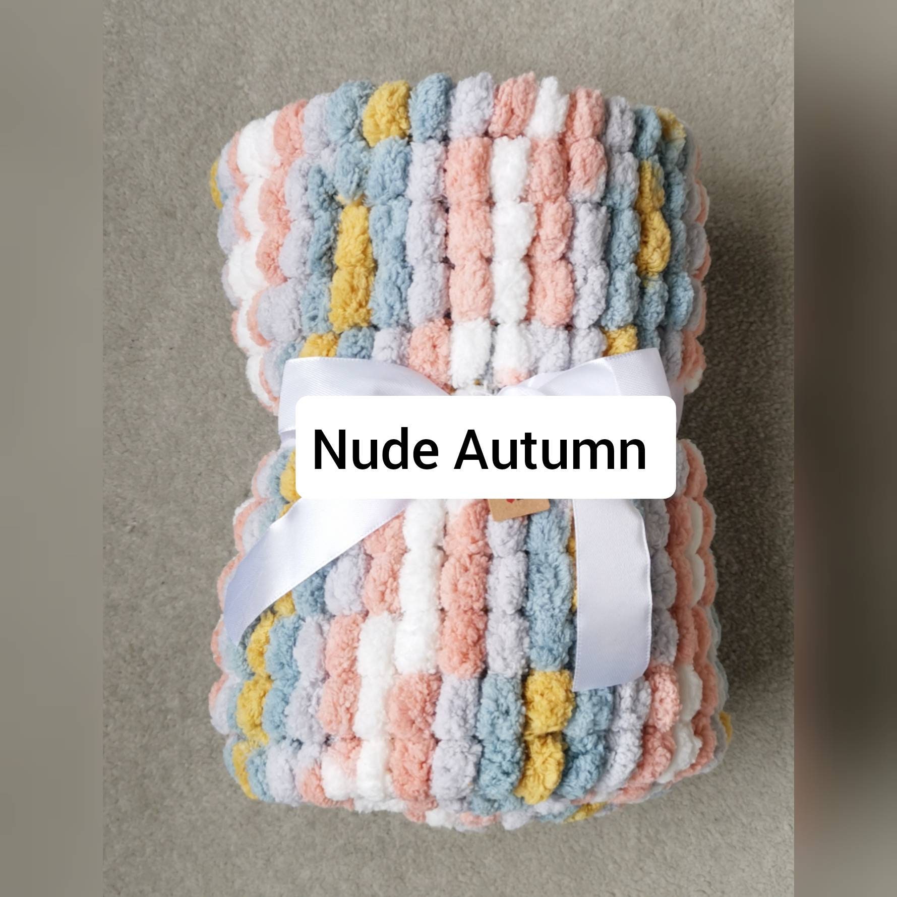 Handmade Knitted Pom Pom Baby Blanket Etsy UK