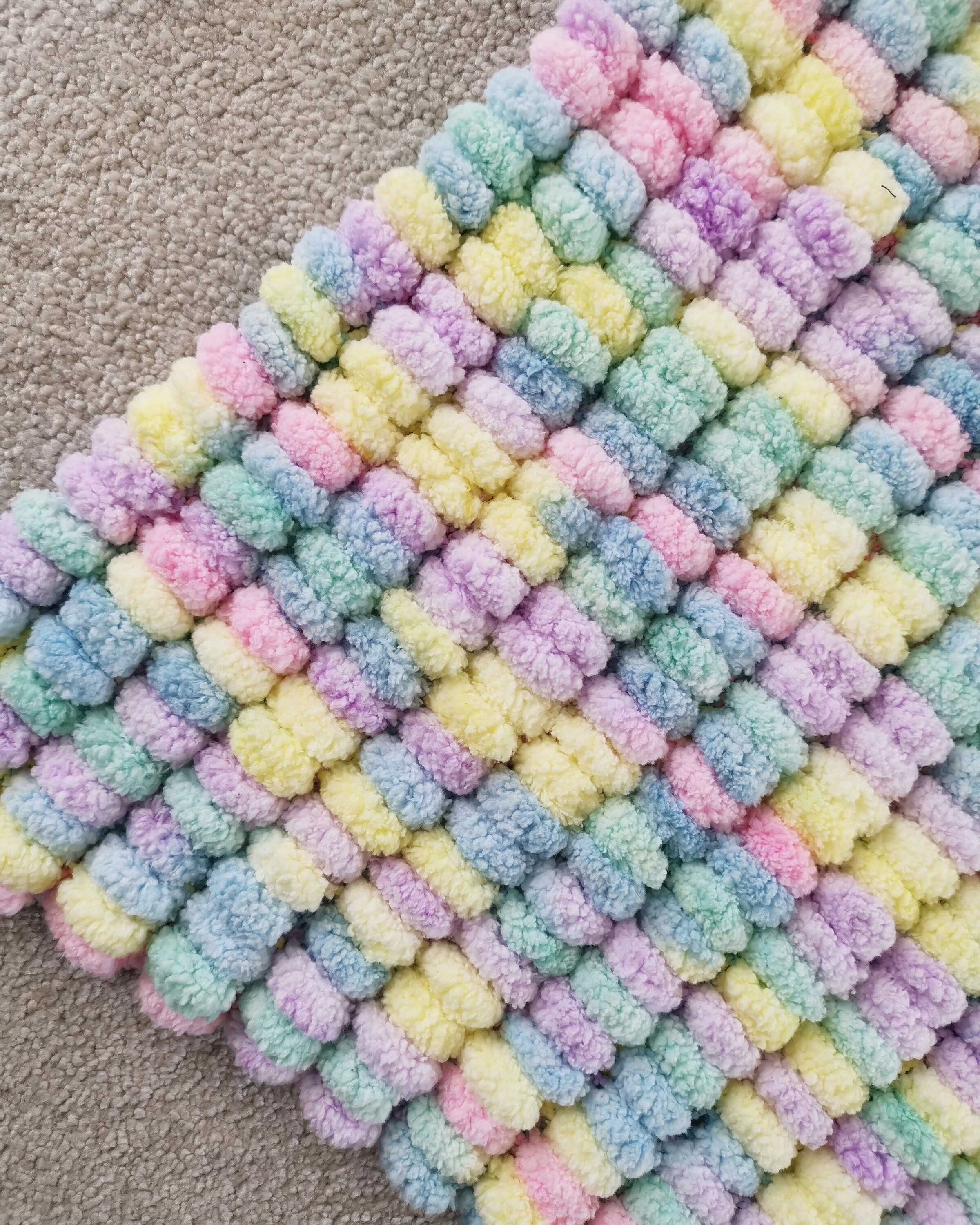 Handmade Knitted Pom Pom Baby Blanket Etsy UK
