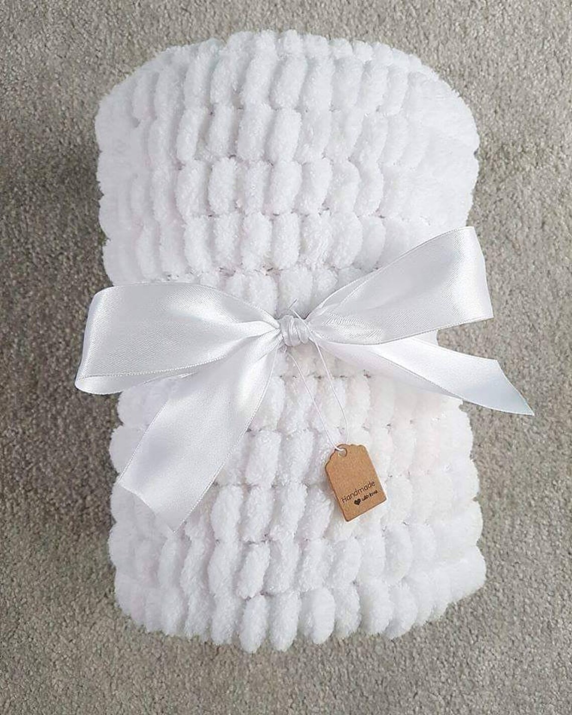 Handmade Knitted Pom Pom Baby Blanket Etsy