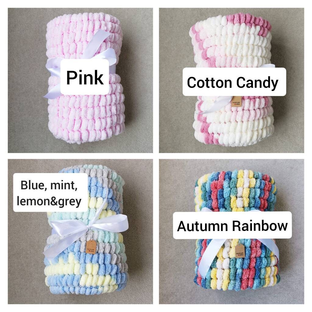Handmade Knitted Pom Pom Baby Blanket Etsy UK