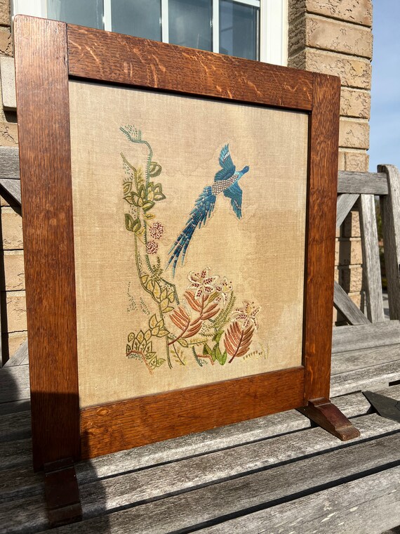 Victorian / Edwardian Tapestry Fire Screen Victorian Tapestry Etsy