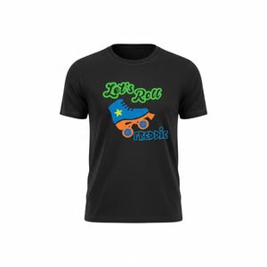 Personlig Let's Roll Neon UV Glow T-shirt för barn och vuxna, flicka/pojke, unisex present, partyrulle, födelsedag, fluorescerande, namndisco.