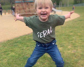 Feral kinder-T-shirt meisje/jongen, uniseks T-shirt, bijpassende outfits van 3-13 jaar, cadeau voor kinderen, moeder, moeder grappig T-shirt