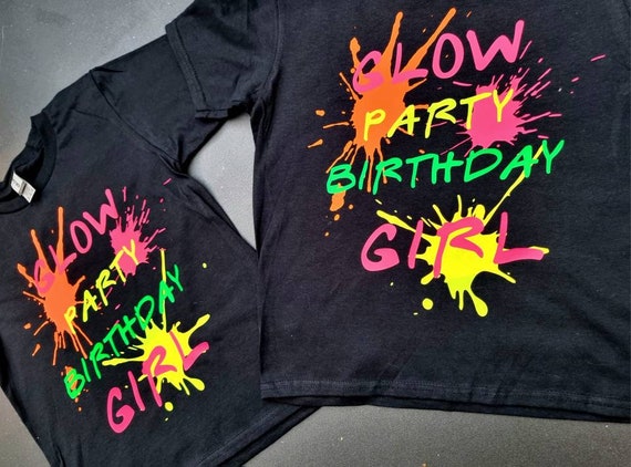 Glow Party Birthday Boy Shirt Party Gift Neon Retro Tee Glow Party Birthday Boy Shirt Party Gift Neon Retro Tee