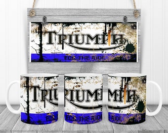 Triumph, Motor Car Bike Enthusiast Mug, Oil can effect Dirty mug, Gift for dad, grandad, mechanic gift, Men, father day, women biker, racer