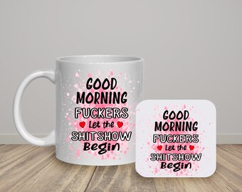 Funny Sarcastic Adult humour Ceramic Mug with Matching Coaster, Office Mug, Funny Quotes, Birthday gift.