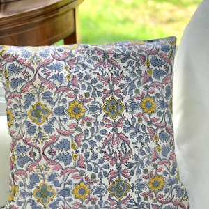 Hand Block Print Pillow Cover: Floral Cotton Pillow Sham (16x16”) image 6