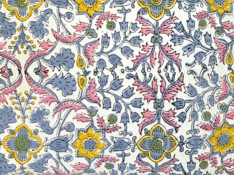 Hand Block Print Pillow Cover: Floral Cotton Pillow Sham (16x16”) image 2