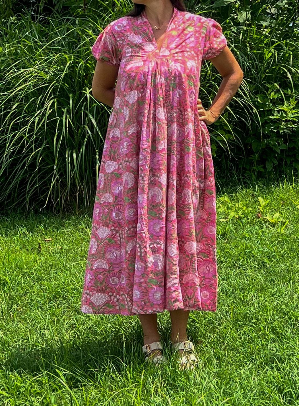 cotton summer maternity dresses Romantic Daisy Sheer Cotton Dress-Olive XS/S