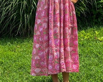 Block Print Cotton Summer Dress: English Garden Maternity Dress
