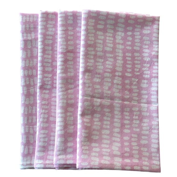Hand Block Print Cotton Napkins - Pink Indian Dinner Napkins, Set of 4