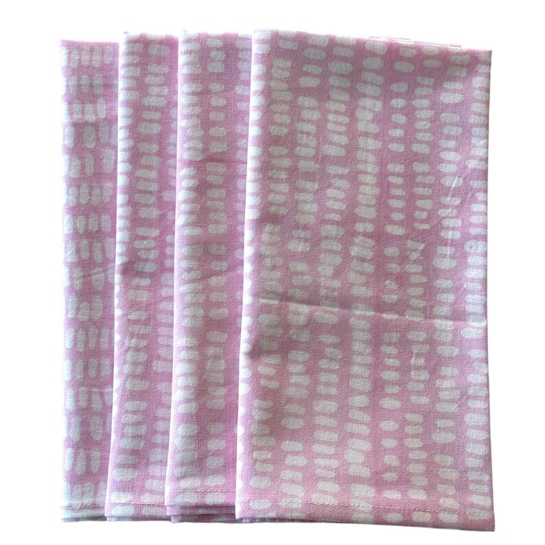 Hand Block Print Cotton Napkins - Pink Indian Dinner Napkins, Set of 4 bild 1