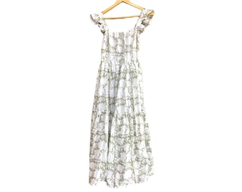 Hand Block Print Cotton Maxi Dress: Sleeveless Summer Sundress