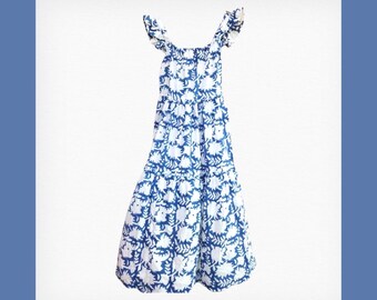 Hand Block Print Cotton Maxi Dress: Sleeveless Summer Sundress