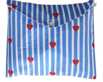 Block Print Heart Cotton Pajamas Long Sleeve
