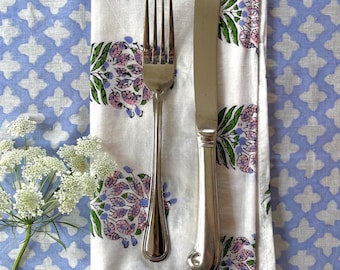 Indian Block Print Napkin | Set of 4 | 100% Cotton Napkins | Easter Floral Dinner Napkin | Housewarming Gift | Sustainable Table Napkin