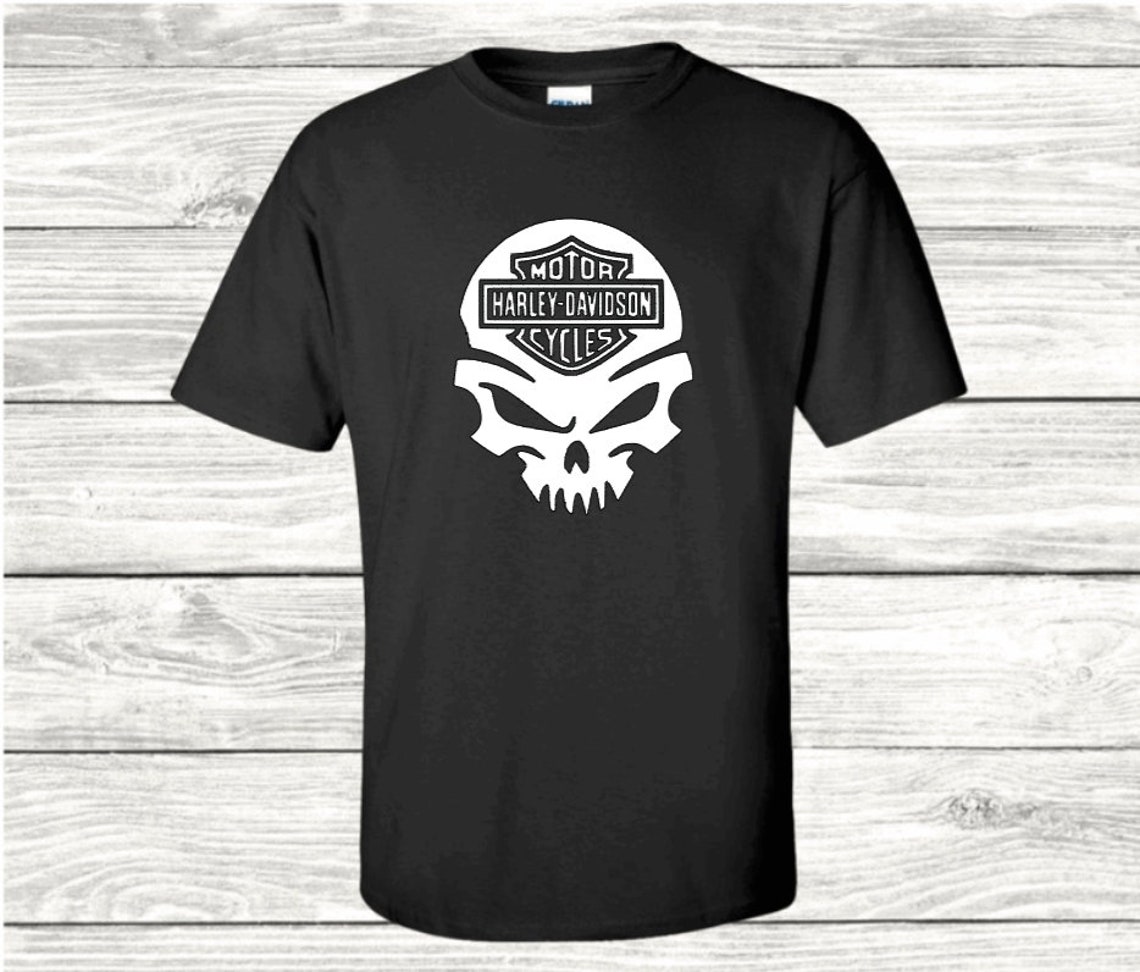 Tshirt Harley Davidson Skull Tshirt Harley Davidson Etsy