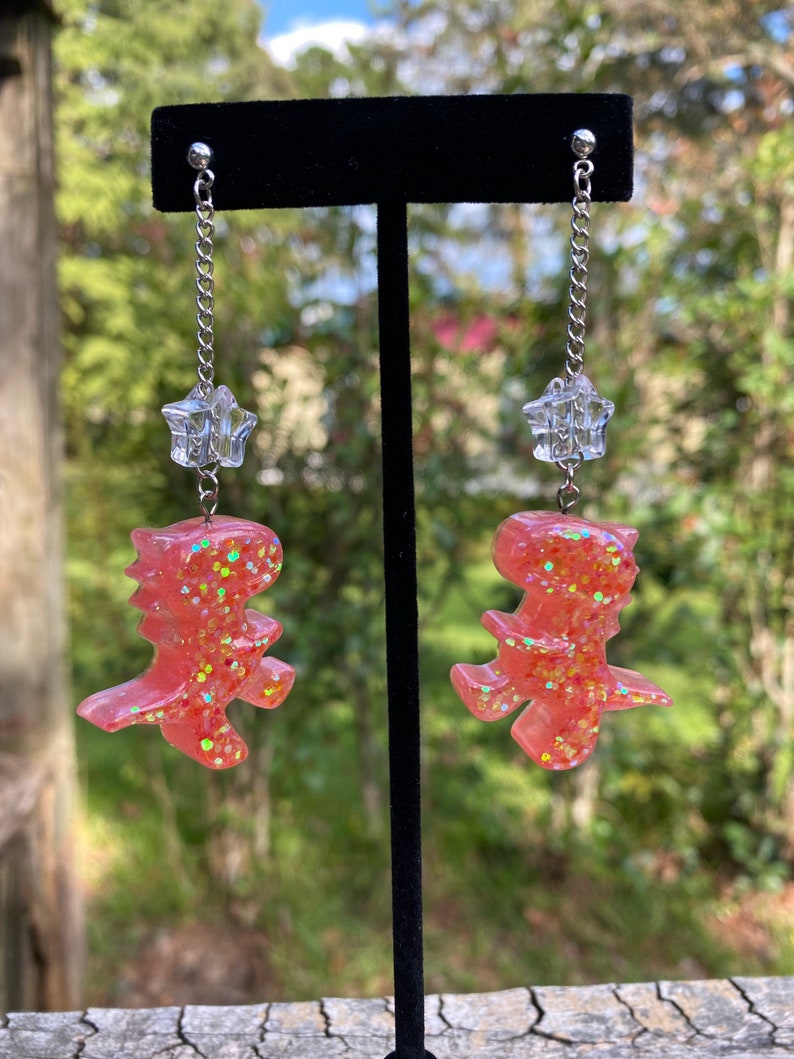 Chunky Resin Dinosaur Earrings