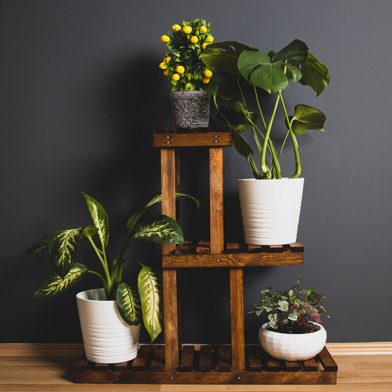 Modern Wooden Plant Stand 3 Tiered Display Multi Tier