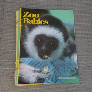 Cuaderno de bocetos reciclado, Cuaderno de bebés del zoológico, Cuaderno de bocetos grande, Cuaderno de bocetos con papel de colores, Libro cosido a mano, Cuaderno de bocetos de monos