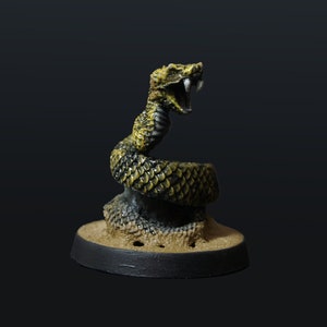 Yellow Serpent Miniature, Snake, Reaper Bones, TTRPG, Pathfinder, DND