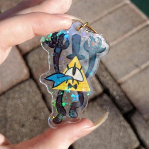 Bill Cipher holographic keychain