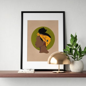 Head Wrap Art Print | Black Girl Art Print | Black Hair Art | Black Women Art | African Inspired Head Wrap Art