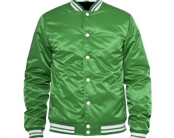 Custom Embroidered Satin Varsity Jacket: Quilted Lining, Snap Button Closure