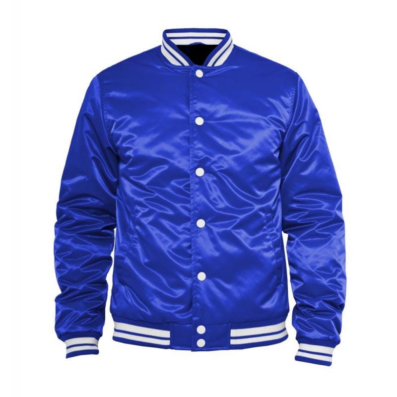 Custom Embroidered Satin Varsity Jacket: Quilted Lining, Snap