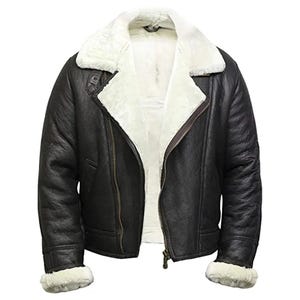 Men&#39;s B3 Bomber Jacket: Genuine Leather, Faux Shearling Lined, WWII Aviator Style