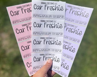 CUSTOM 4"x2" Business Name Car Freshie Scent + Care Thermal Printed Labels