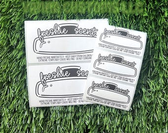 Car Freshie Mirror Care/Warning Thermal Printed Labels Freshie Scent Label - Freshie Sticker