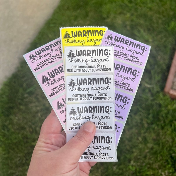 Warning Choking Hazard - Contains Small Parts - 2.25”x1.25” Thermal Printed Small Business Packaging Stickers - Beaded Pen Label