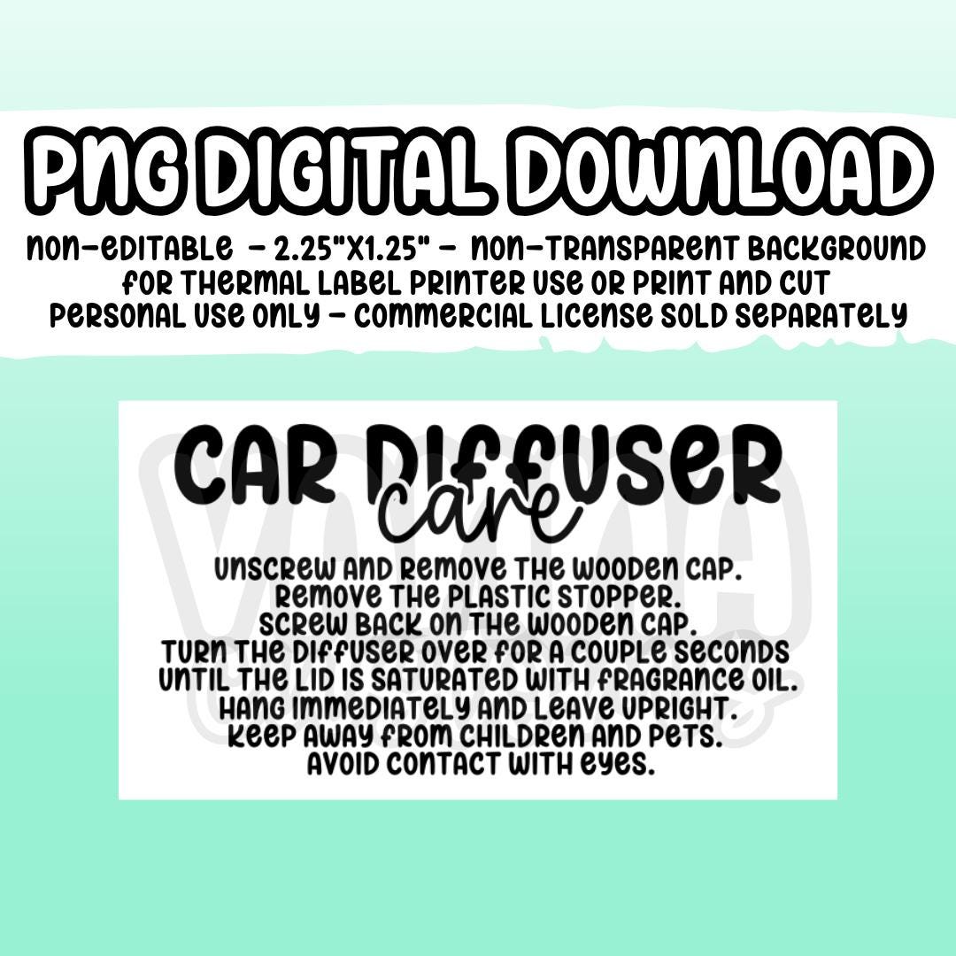 Car Diffuser Care Printable Sticker File 2.25