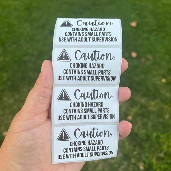 Caution Choking Hazard 2.25"x1.25" Thermal Printed Labels Choking Hazard Contains Small Parts Use With Adult Supervision Sticker