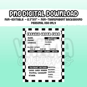 Groovy dambordprint auto Freshie afdrukbaar bestelformulier - DIGITALE DOWNLOAD png