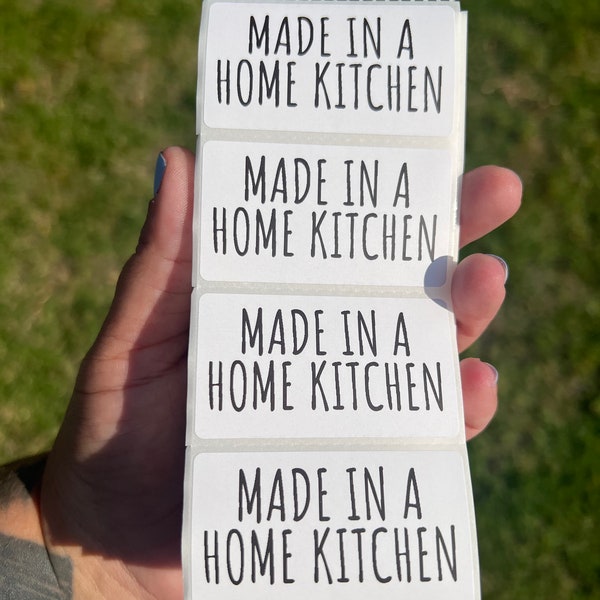 Made In A Home Kitchen 2.25”x1.25” Thermal Printed Cottage Food Labels