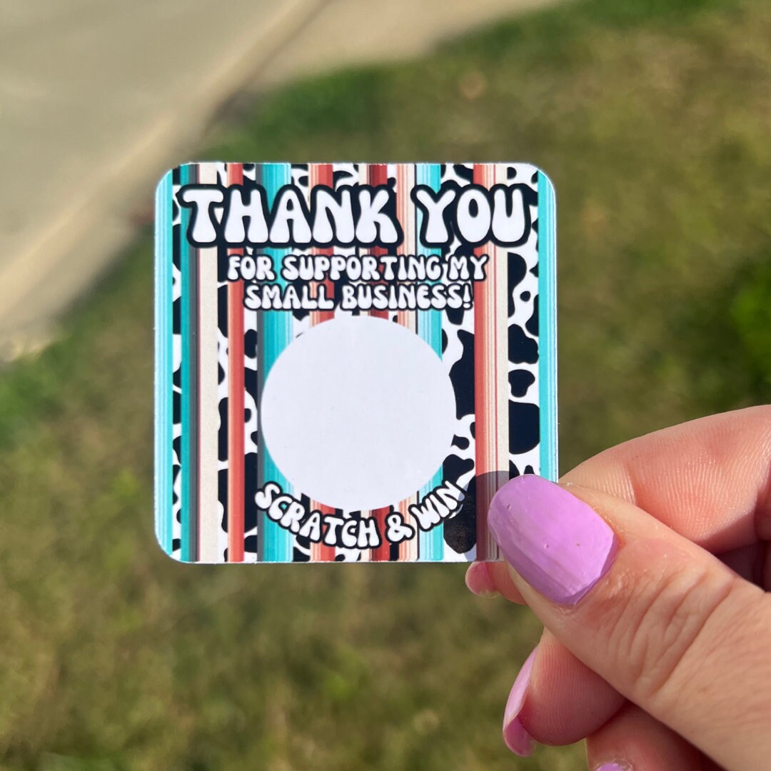 12 Count Glossy 2x2 Small Business Scratch and Win Discount Code